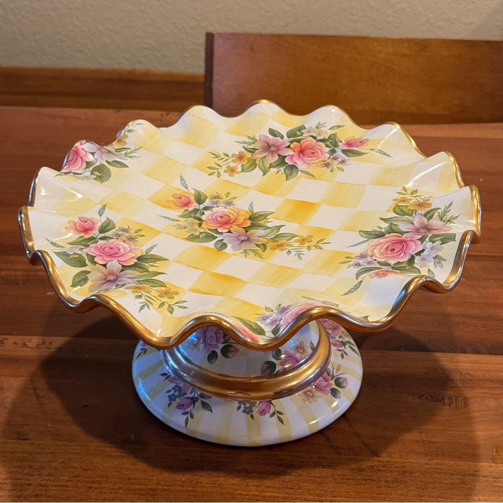 Floral Checkered Cake Stand